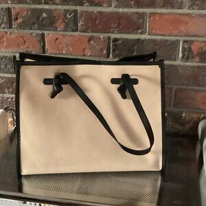 Beige Canvas Tote Bag